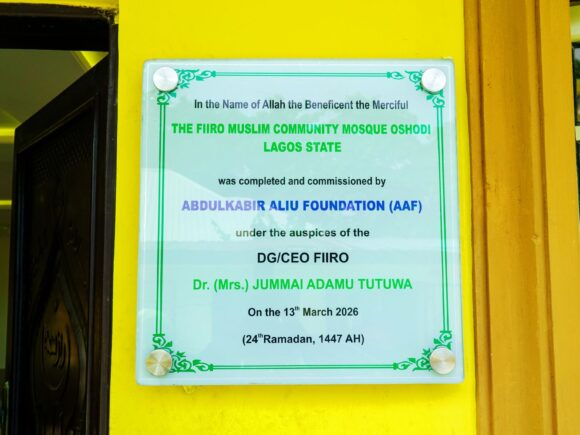 AAF has officially commissioned the FIIRO Muslim Community Mosque located in Oshodi, Lagos State.